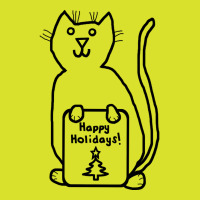 Cute Christmas Cat Says Happy Holidays Line Drawing Foam Snapback Hat | Artistshot