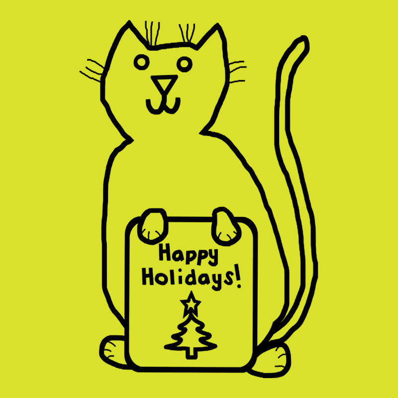 Cute Christmas Cat Says Happy Holidays Line Drawing Foam Snapback hat by Mello Greenwood | Artistshot