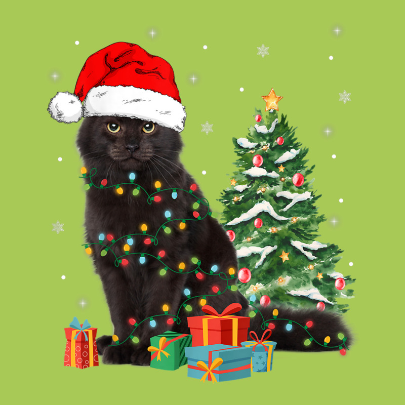 Black Cat Santa Tangled Up In Christmas Lights Xmas Tree Fashion Visor by Sombre | Artistshot