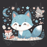 Blue Fox Cute Vintage Hoodie | Artistshot