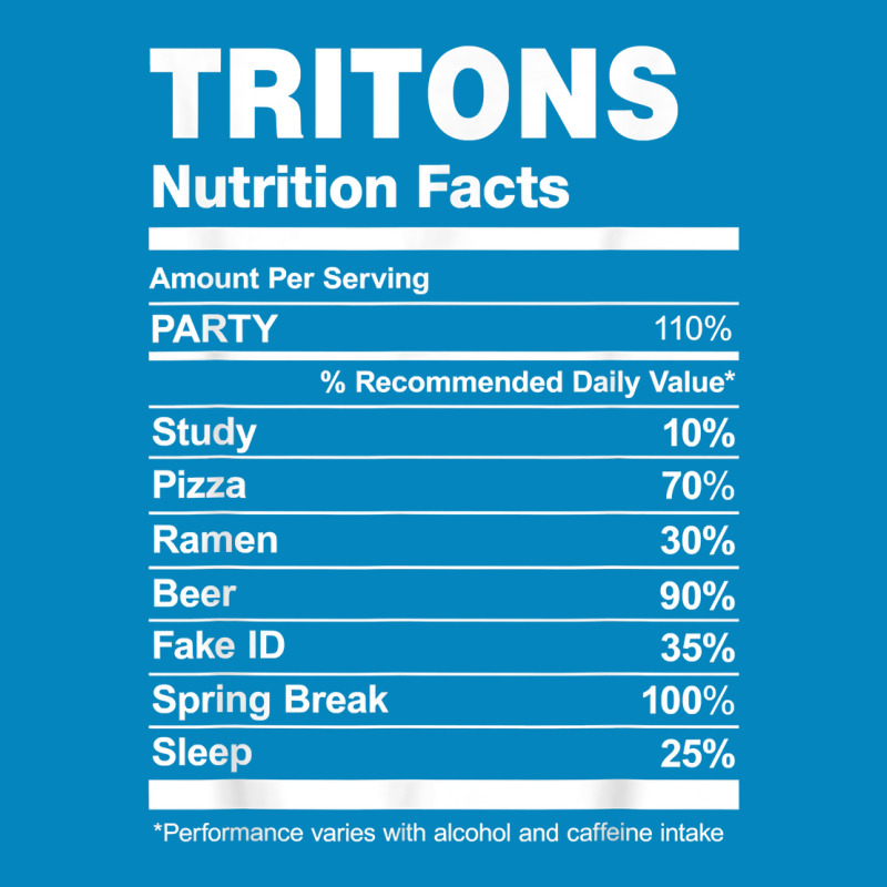 Tritons Nutrition Facts College University T Shirt Fashion Visor by hankeajrippleex5 | Artistshot