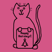 Cute Christmas Cat Says Happy Holidays Line Drawing Fashion Visor | Artistshot