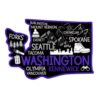 Washington Kennewick Cute Map Tacoma Forks Spokane Seamless Cap | Artistshot