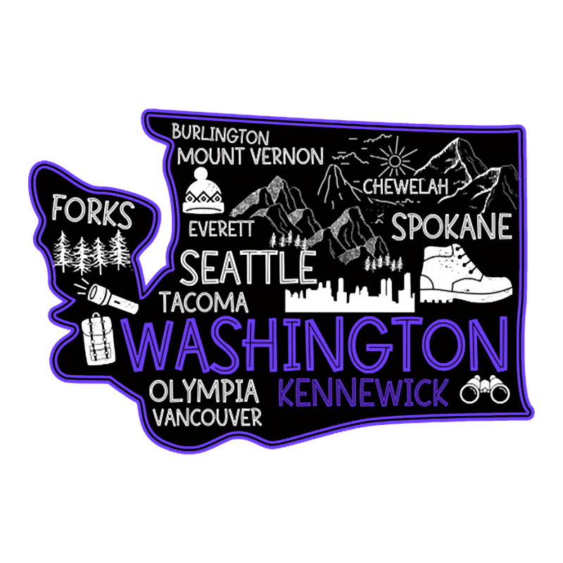 Washington Kennewick Cute Map Tacoma Forks Spokane Seamless Cap by poppyallen | Artistshot