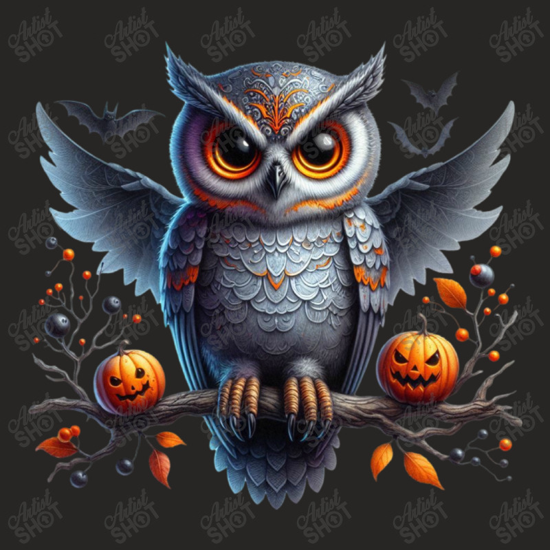 Halloween With A Handsome Owl Ladies Fitted T-Shirt by risedesignid | Artistshot