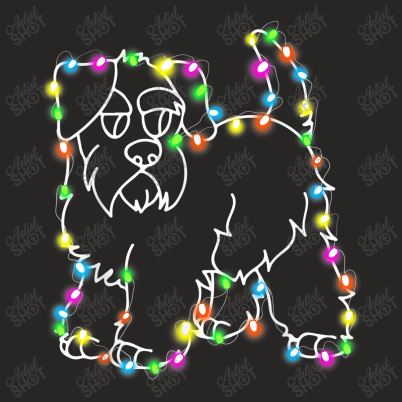 Schnauzer Dog Tree Christmas Lights Ladies Fitted T-Shirt by llaphong | Artistshot