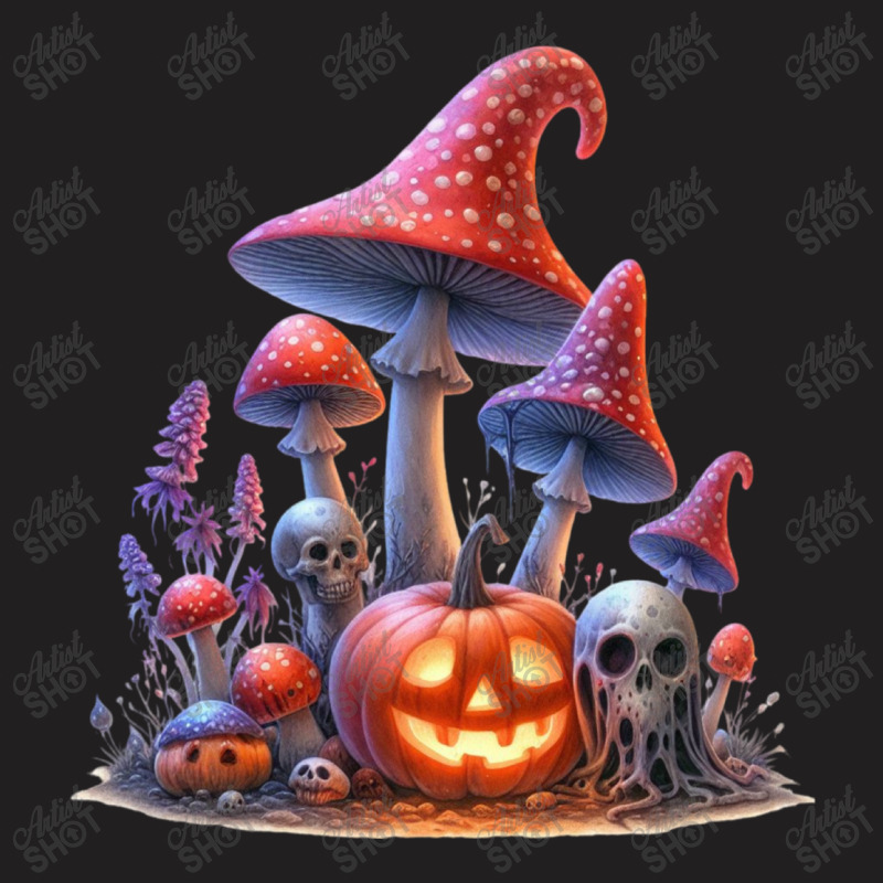 Mushroom Halloween Pumpkin T-Shirt by risedesignid | Artistshot