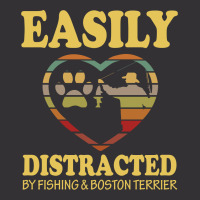 Easily Distracted By Fishing And  Boston Terrier Vintage Hoodie | Artistshot