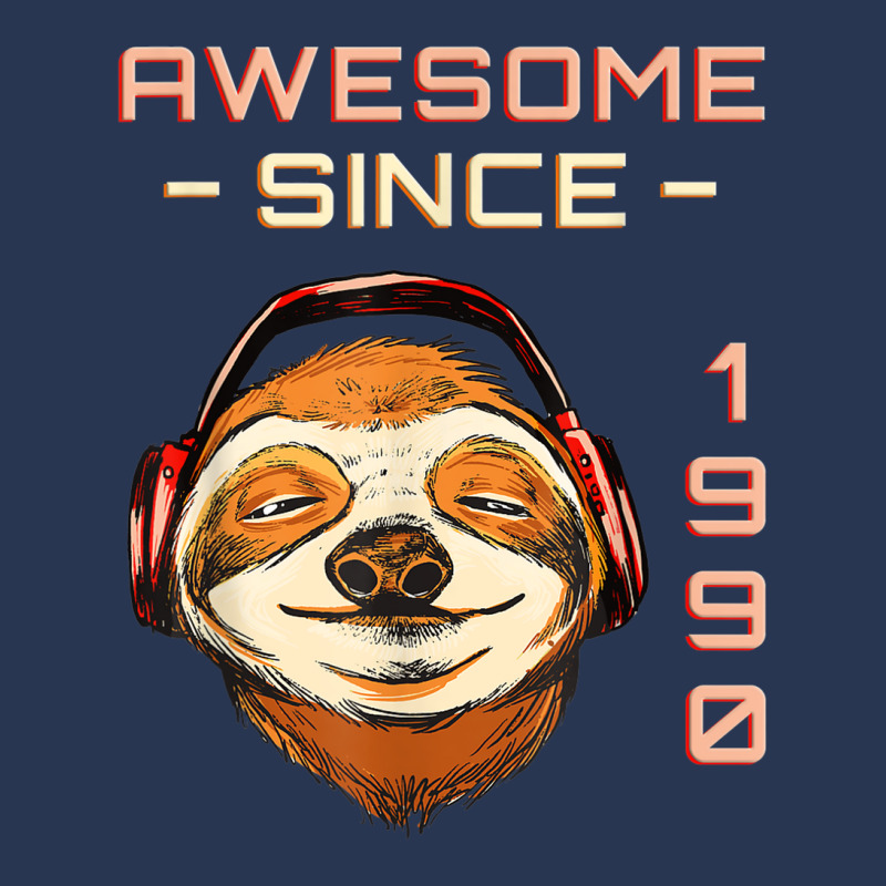 Sloth W Headphones I Awesome Since 1990   32th Birthday Ladies Denim Jacket by ThienThuong | Artistshot