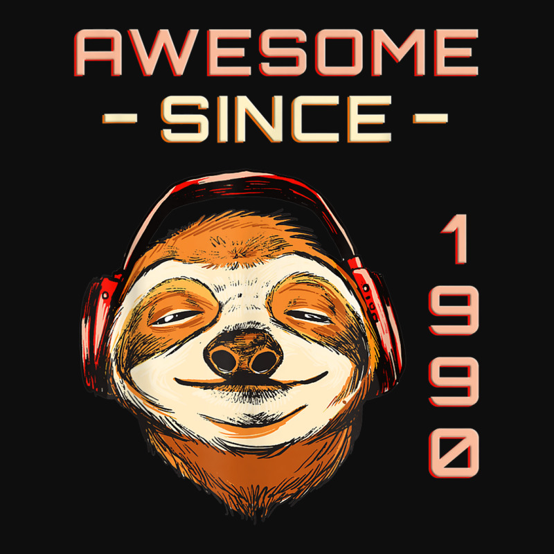 Sloth W Headphones I Awesome Since 1990   32th Birthday Crop Top by ThienThuong | Artistshot