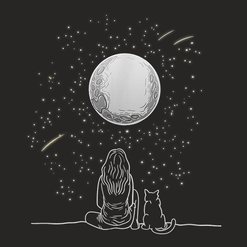 Full Moon Cat Stargazing Cool Lunar Sphere Stargazer Gift T Shirt Ladies Fitted T-Shirt by kadejahdomenick | Artistshot