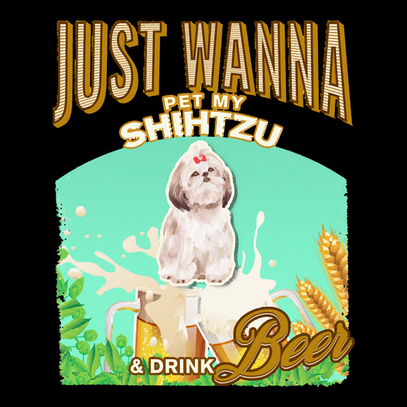 Shihtzu T  Shirt Dog Owner, Just Wanna Pet My Shihtzu & Drink Beer Gif Pocket T-shirt | Artistshot