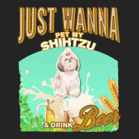 Shihtzu T  Shirt Dog Owner, Just Wanna Pet My Shihtzu & Drink Beer Gif 3/4 Sleeve Shirt | Artistshot