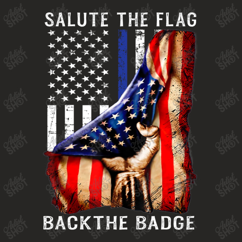 Salute The Flag Back The Badge Ladies Fitted T-Shirt by kakashop | Artistshot