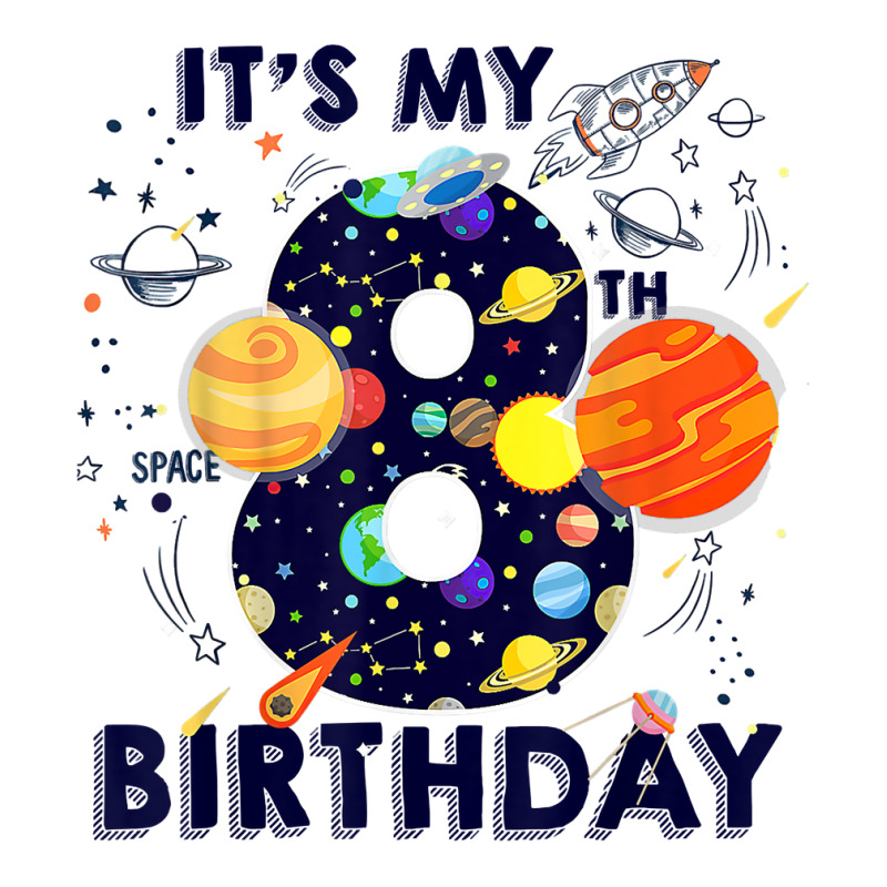 Kids Outer Space 8 Year Old 8th Birthday Party Boys Girls T Shirt V-Neck Tee by emaliekrein | Artistshot