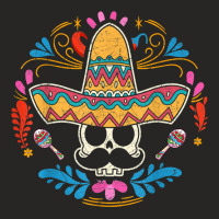 Calavera Moustache Skull Fiesta Sombrero Cinco De Mayo T Shirt Ladies Fitted T-shirt | Artistshot