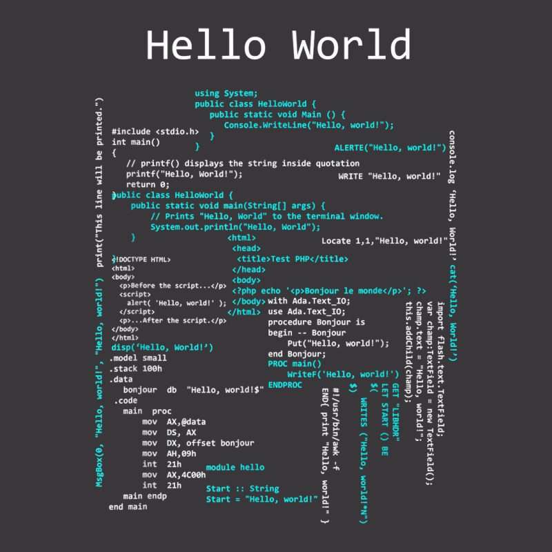 Hello World Coding, Computer Programming Languages T Shirt Ladies Curvy T-Shirt by lissuttie | Artistshot