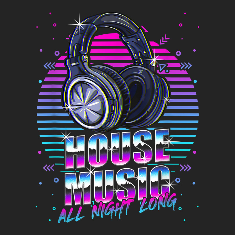 House Music All Night Long Emd Techno Bass Fan Headphones Dj T Shirt 3/4 Sleeve Shirt by atereabag | Artistshot