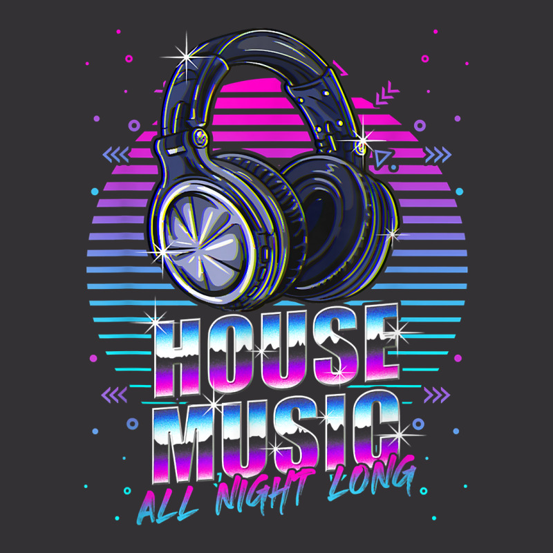 House Music All Night Long Emd Techno Bass Fan Headphones Dj T Shirt Vintage Hoodie by atereabag | Artistshot