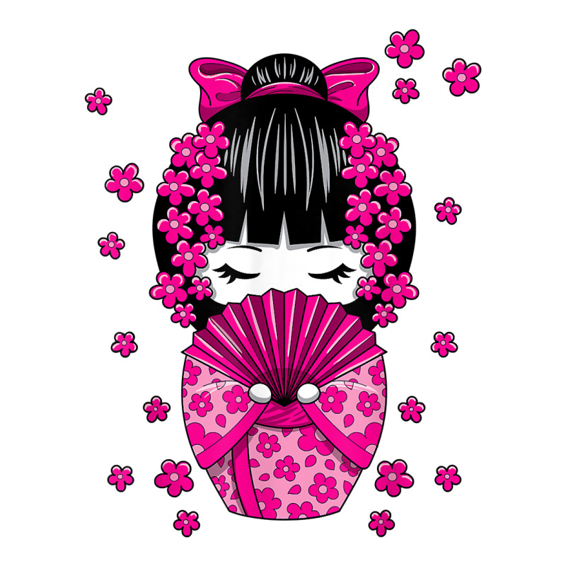 Kawaii Kokeshi Doll With Japanese Cherry Blossom Flowers T Shirt Zipper Hoodie | Artistshot