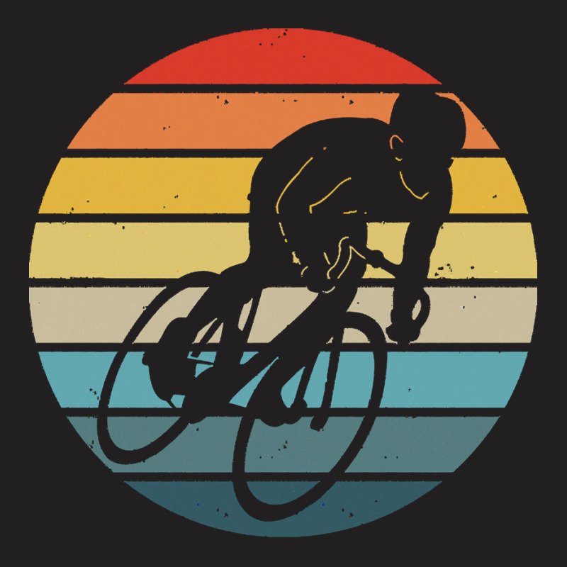 Biker T  Shirt Bicyclist Silhouette On A Distressed Retro Sunset Graph T-shirt | Artistshot