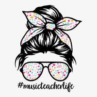 Music Teacher Messy Bun Life Hair Glasses Musical Notes T Shirt Ladies Fitted T-shirt | Artistshot