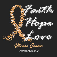 Uterine Cancer Awareness T  Shirt Uterine Cancer Awareness Faith Hope 3/4 Sleeve Shirt | Artistshot