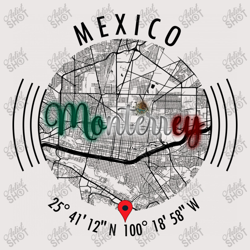 Monterrey Mexico Road Map Art - Earth Tones Pocket T-shirt | Artistshot