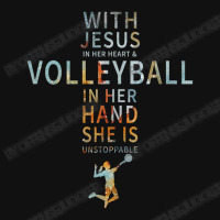 Volleyball Sport Lover In Her Hand Jesus In Her Heart Landscape Canvas Print | Artistshot