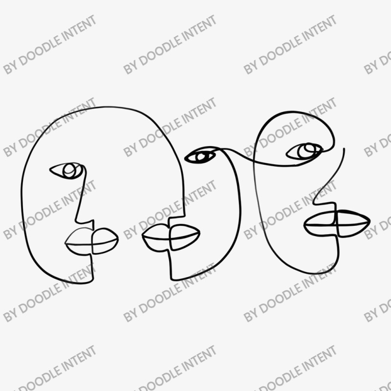 Three Abstract Face One Line Art Ladies Fitted T-Shirt by Doodle Intent | Artistshot