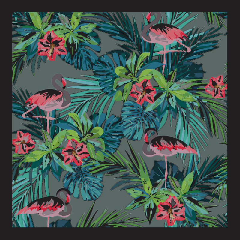 Flamingo T  Shirt Flamingo In The Tropical Forest Shades Of Blue T  Sh T-shirt | Artistshot