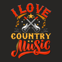 I Love Country Music Design With Guitars And Musical Notes Premium T S Ladies Fitted T-shirt | Artistshot