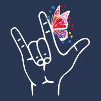 Asl Butterfly Autism T  Shirt I Love You Hand Sign Language Butterfly Men Denim Jacket | Artistshot