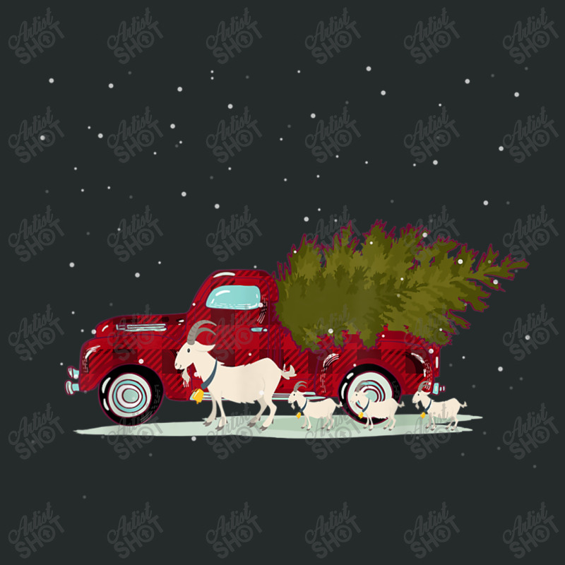 Goat Red Plaid Truck Christmas Women's Triblend Scoop T-shirt | Artistshot