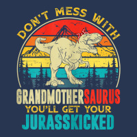 Womens Fun Women Retro Grandmothersaurus Dinosaur T Rex Mothers Day T Ladies Denim Jacket | Artistshot