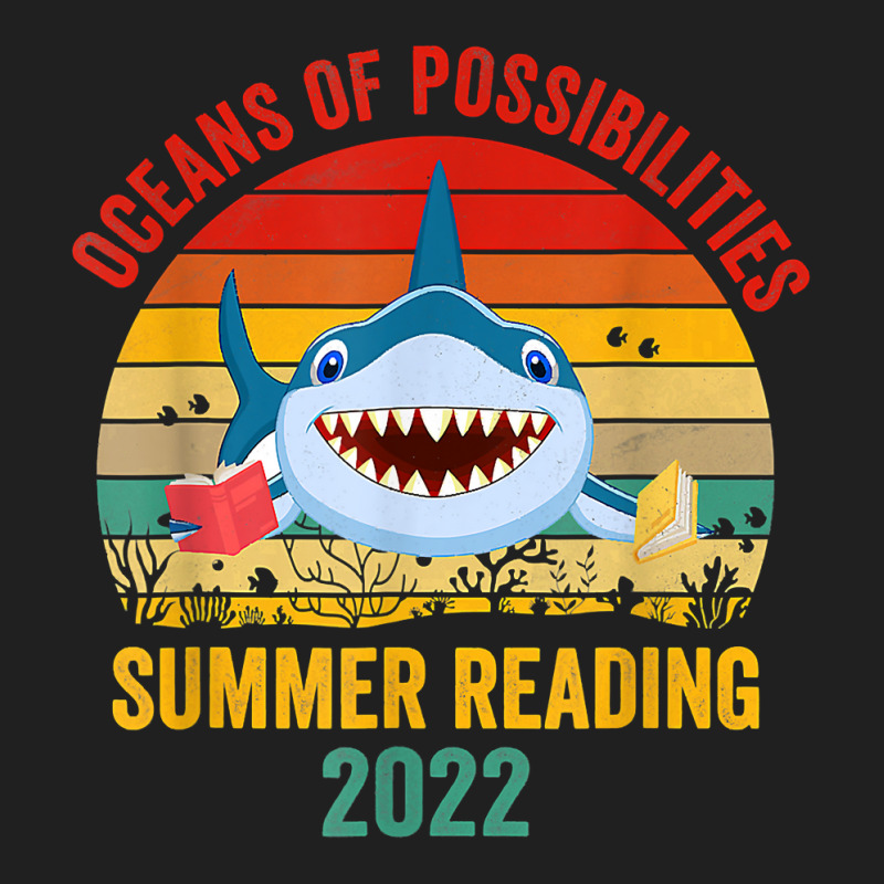 Summer Reading 2022 Tshirt Vintage Retro Teacher Shark Book T Shirt Drawstring Bags | Artistshot