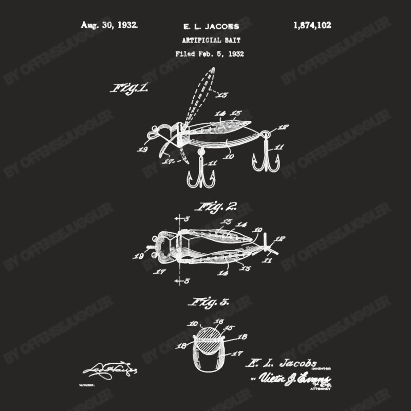 Fishing Fish Artificial Bait Blueprint Patent Art Diagram Outline 17 F Ladies Fitted T-Shirt by offensejuggler | Artistshot