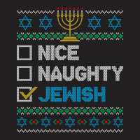 Nice Naughty Jewish Ugly Christmas Sweater Funny Hanukkah Sweatshirt T-shirt | Artistshot