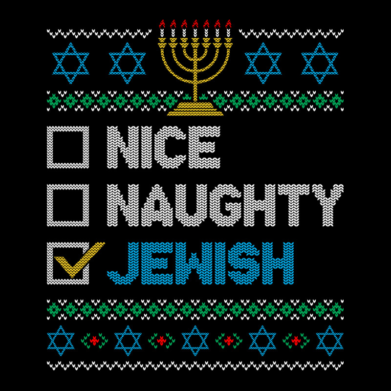 Nice Naughty Jewish Ugly Christmas Sweater Funny Hanukkah Sweatshirt Fleece Short | Artistshot