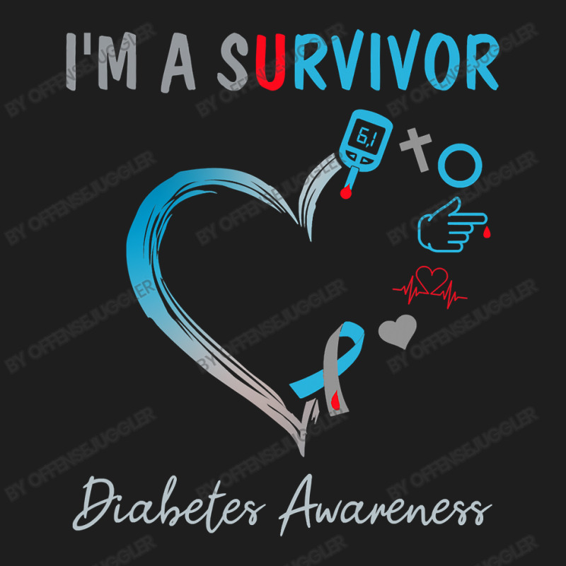 Diabetes Diabetic Im A Survivor Blue Ribbon Heart T1d 57 Diabetes Awar Classic T-shirt by offensejuggler | Artistshot