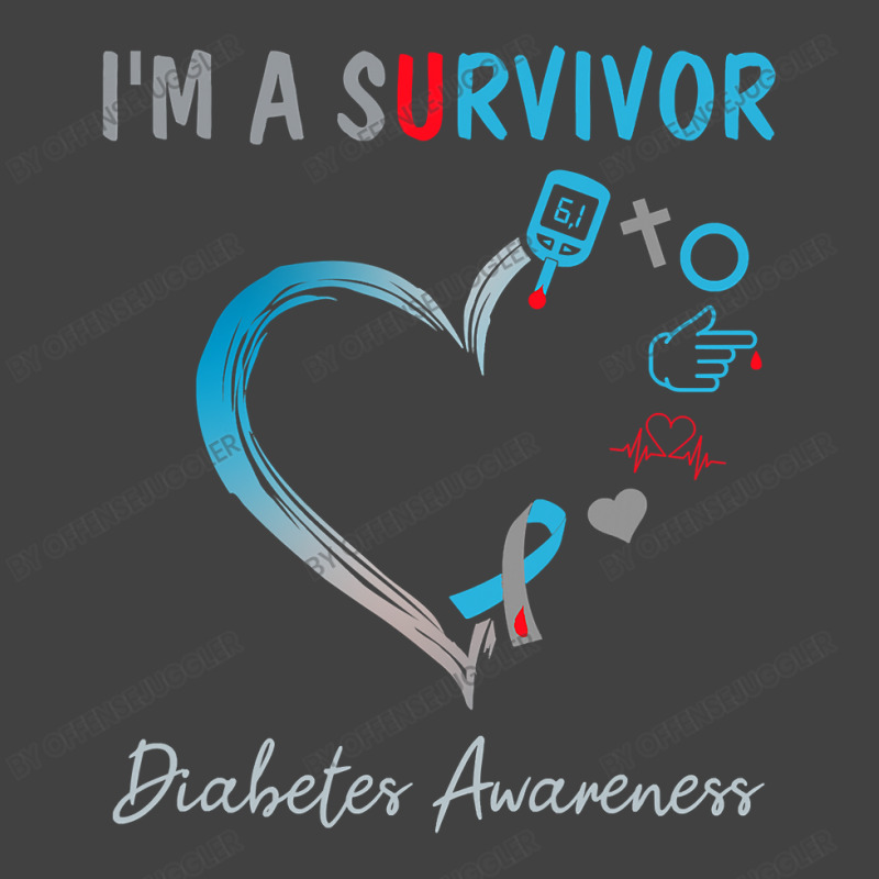 Diabetes Diabetic Im A Survivor Blue Ribbon Heart T1d 57 Diabetes Awar Vintage T-Shirt by offensejuggler | Artistshot