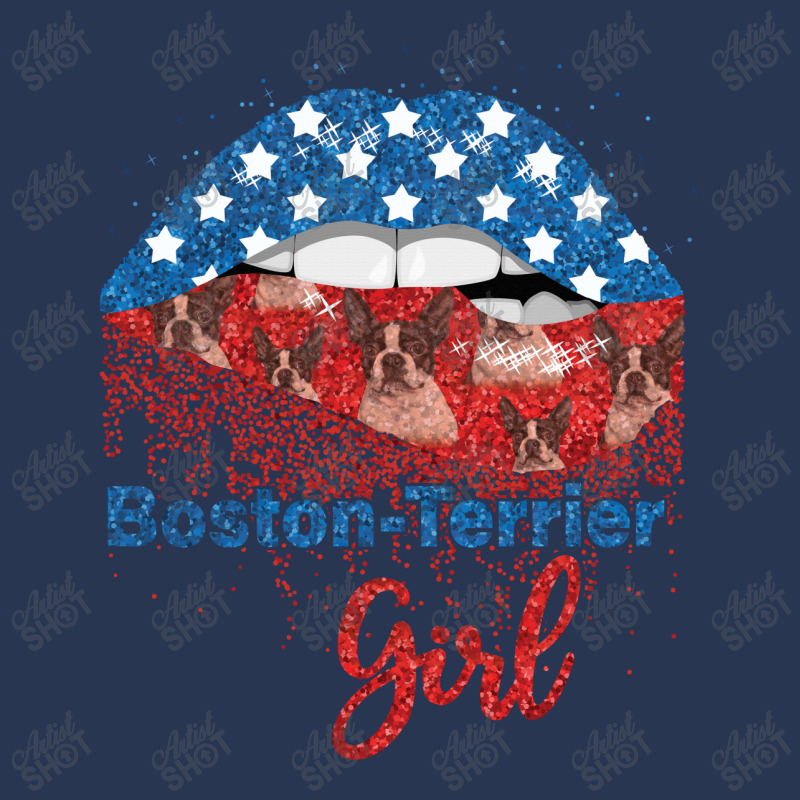 Boston Terrier Girl Pretty American Flag Sexy Biting Lip 4th Of July U Men Denim Jacket | Artistshot