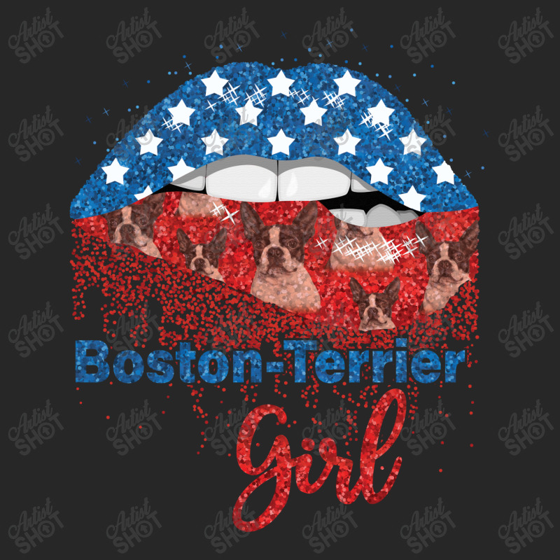 Boston Terrier Girl Pretty American Flag Sexy Biting Lip 4th Of July U Men's T-shirt Pajama Set | Artistshot