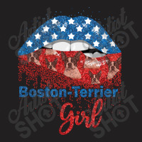 Boston Terrier Girl Pretty American Flag Sexy Biting Lip 4th Of July U T-shirt | Artistshot