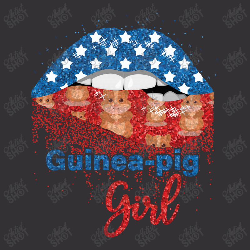 Guinea Pig Girl Pretty American Flag Sexy Biting Lip 4th Of July Usa A Vintage Hoodie | Artistshot