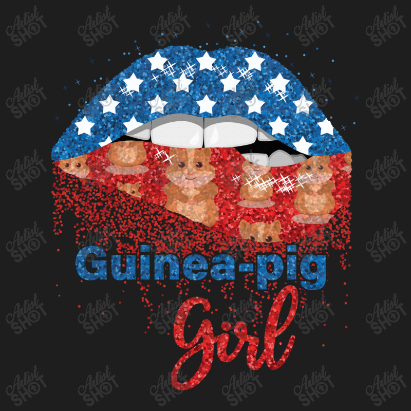 Guinea Pig Girl Pretty American Flag Sexy Biting Lip 4th Of July Usa A Classic T-shirt | Artistshot