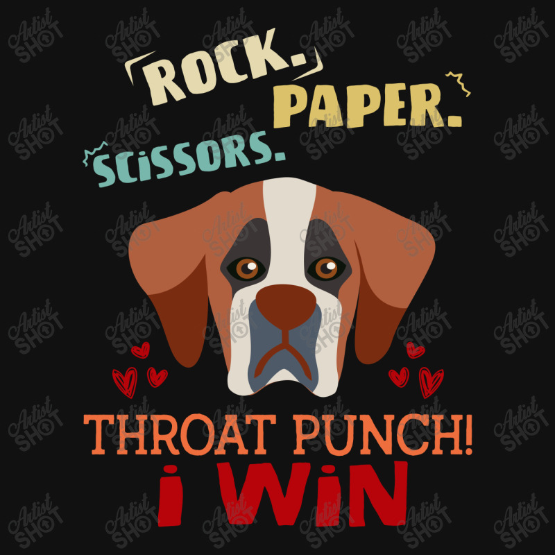 Rock Paper Scissors Throat Punch I Win Dog Retro Vintage Saint Bernard Shield S Patch | Artistshot