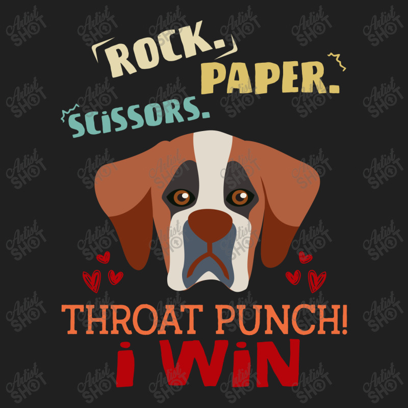 Rock Paper Scissors Throat Punch I Win Dog Retro Vintage Saint Bernard Drawstring Bags | Artistshot