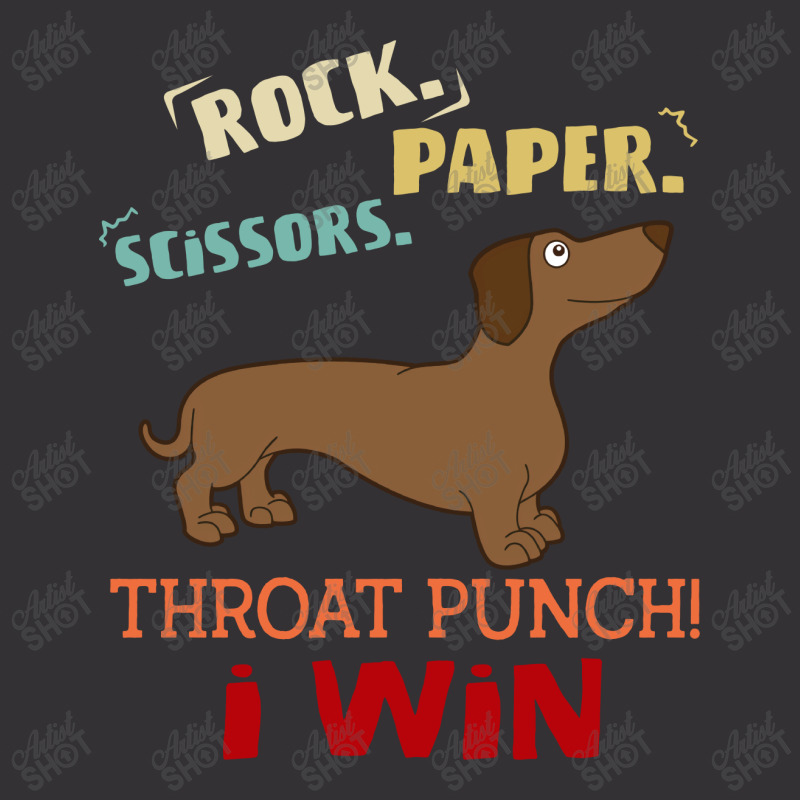 Rock Paper Scissors Throat Punch I Win Dog Retro Vintage Wiener Dog Vintage Hoodie | Artistshot