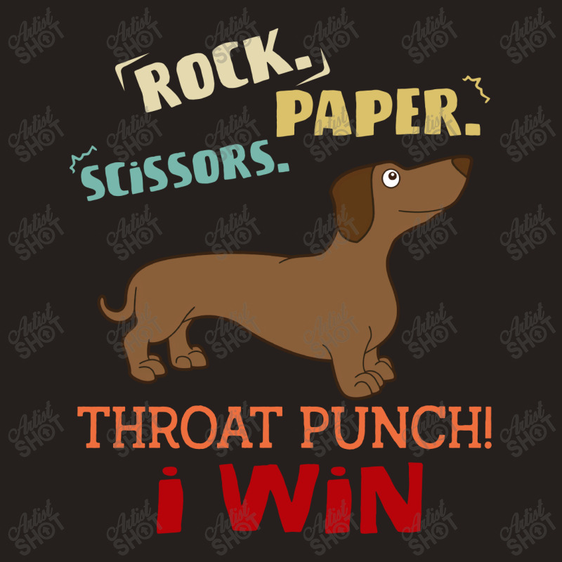 Rock Paper Scissors Throat Punch I Win Dog Retro Vintage Wiener Dog Tank Top | Artistshot